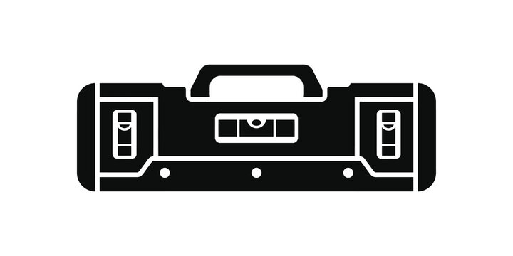 Industrial spirit level tool black icon for construction and carpentry.