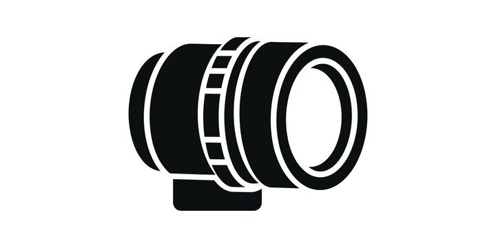 Optical zoom lens vector silhouette for professional photography use.