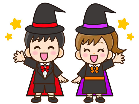 ハロウィンの仮装をする子供のイラスト素材2