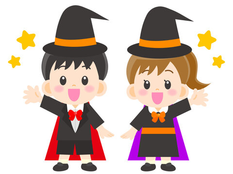 ハロウィンの仮装をする子供のイラスト素材4