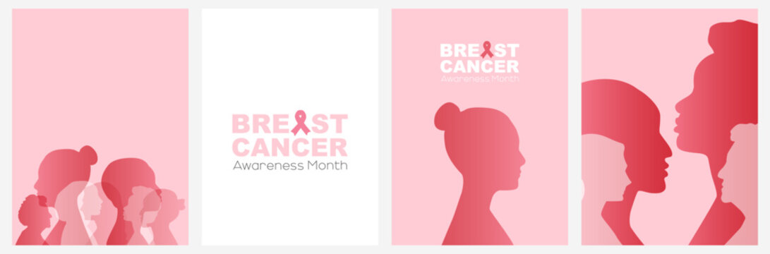 Breast Cancer Awareness Month banner set.