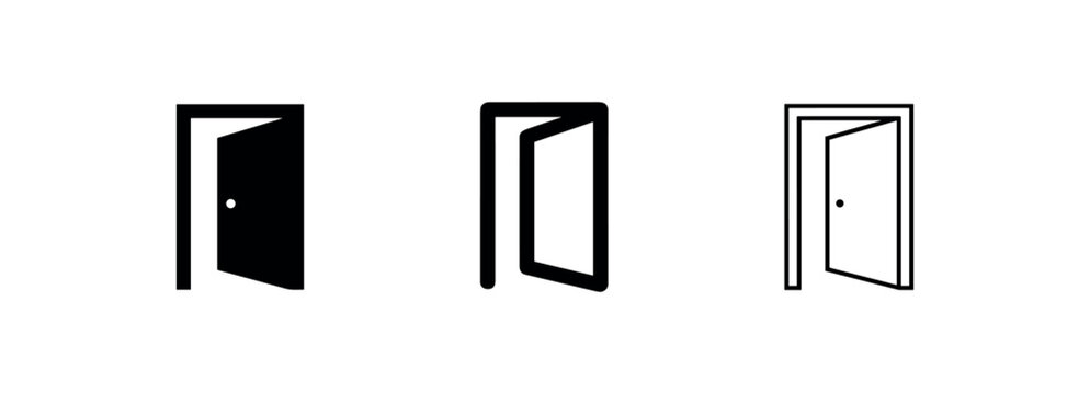 Open door entrance icon set