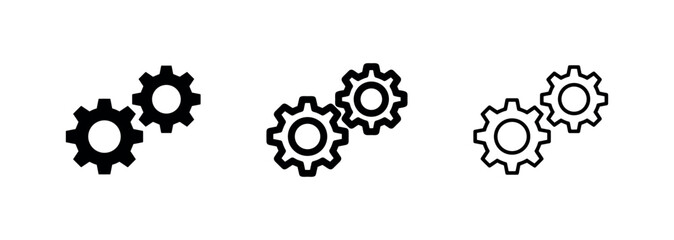 Interconnected mechanical gears and cogs icon set for settings © liubomir118809