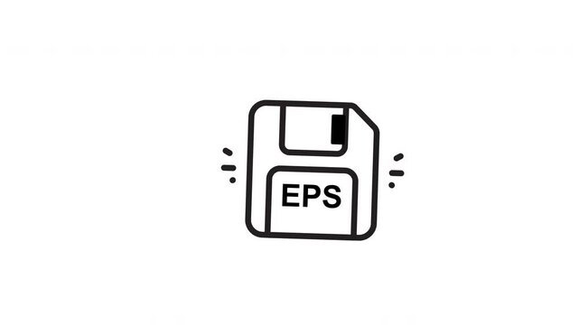 Blackandwhite line art eps graphic of a save floppy disk icon, suitable for digital design projects and retrothemed illustrations.