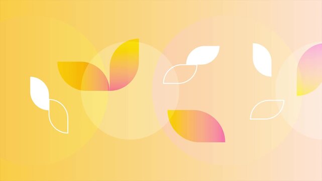 Gradient yellow background with emerging leaf shapes. Abstract organic pattern with botanical elements. Minimalist graphic design for nature and wellness concept