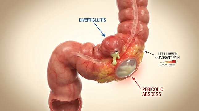 Acute Diverticulitis with Severe Inflammation and Microperforation of Sigmoid Diverticulum Causing Left Lower Quadrant Pain of Human Colonic Anatomy