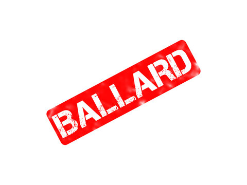 Ballard red rubber stamp, vintage grunge Ballard stamp mark, distressed textured ink seal isolated on white background