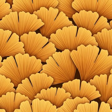 Organic Ginkgo Biloba Leaf Fan Pattern. Utilizing the unique fan shape of the ginkgo leaf,  , making it suitable for autumn-themed designs and luxury wellness products.