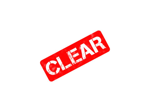 Red clear rubber stamp icon, grunge textured clear ink stamp on white background, approved business verification sign