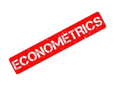 Econometrics red rubber stamp, distressed grunge econometrics seal on white background, business and financial analysis concept