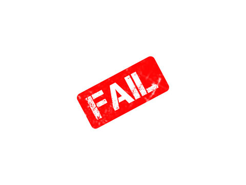 Red fail rubber stamp icon, grunge failure mark on white background, rejected and declined business concept graphic