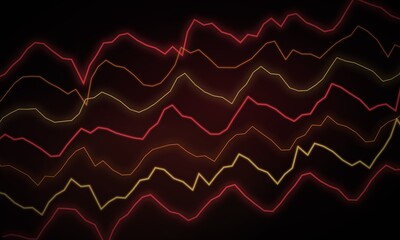 Abstract digital soundwave background, glowing red and orange frequency lines, neon audio waveform...