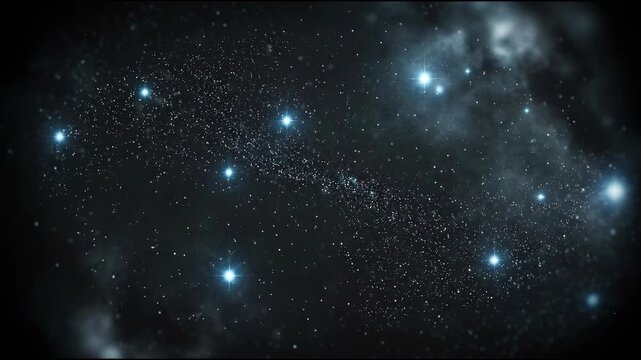 Smooth astral particle flow on charcoal black representing the universe