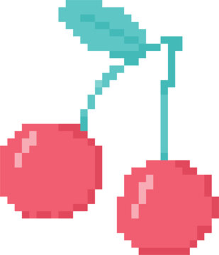 cute pixelated cherry fruit