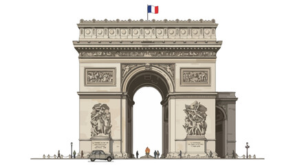 Obraz premium Arc de Triomphe, Paris Landmark, French National Symbol, Isolated