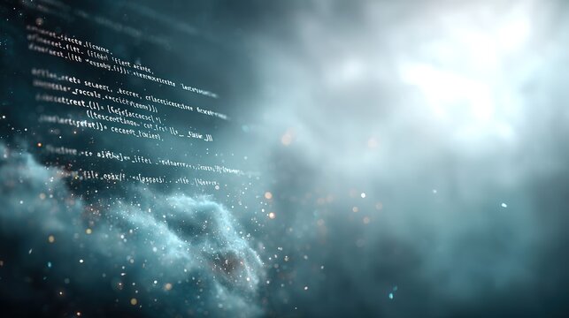 Digital code data stream background, Futuristic abstract technology concept, Technology programming digital art