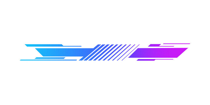 Futuristic abstract geometric banner design with blue to purple gradient, dynamic speed lines and modern tech style elements, isolated on transparent background