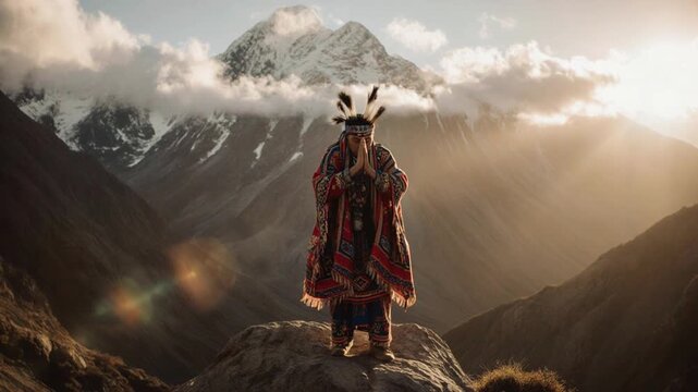 Inca Indigenous People in Andes Mountains Peru