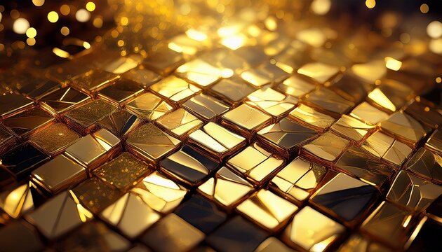 gold mosaic tesserae close up with shimmer
