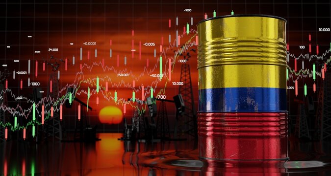 Colombia - oil barrel price concept - 3D illustration