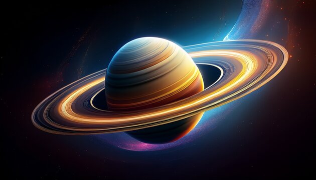 majestic saturn with glowing rings in space