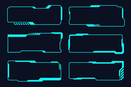Futuristic set hi tech frame cyberpunk style design element