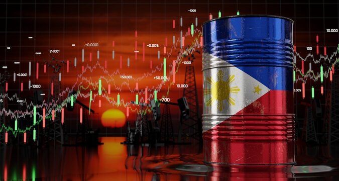 Philippines - oil barrel price concept - 3D illustration