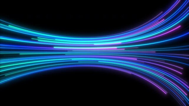 Futuristic 3D scene of blue glowing neon light twisting into a mesmerizing endless loop
