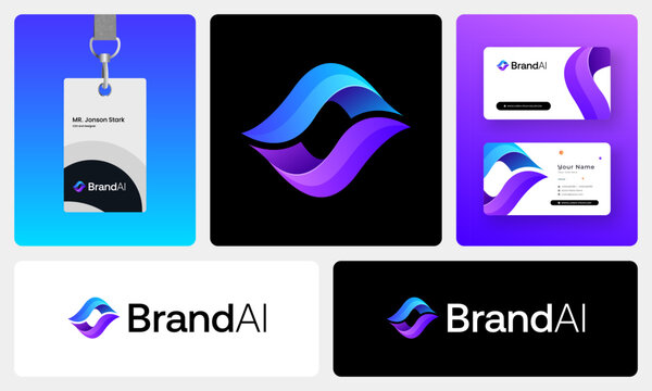 Modern Futuristic SaaS Technology Logo Design Featuring Colorful Gradient Symbols and Digital Innovation  Brand Identity.