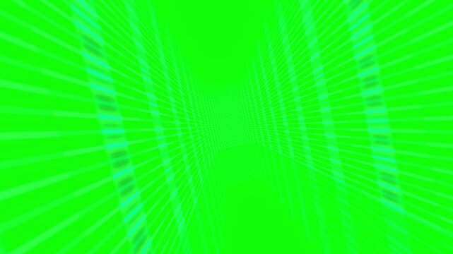 Vibrant green tech matrix tunnel with glowing cyberspace grid lines and cybersecurity data pathways in a 3D animation loop