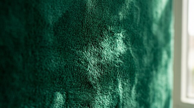 Abstract emerald green textured background, close-up macro shot, soft fabric.