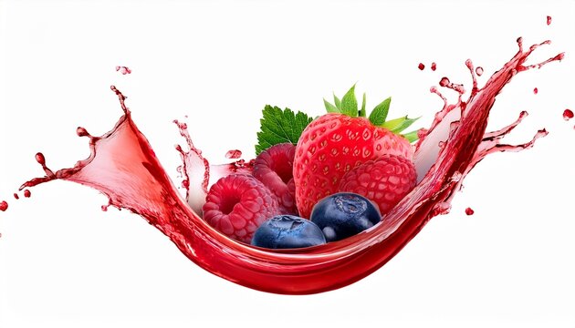 berry juice swirl splash isolated on white background or white background