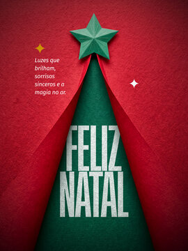 Feliz Natal estrela arvore Post Card Insta Template Banner