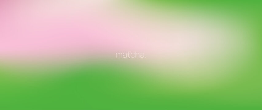 Matcha pastel green and pink colored backdrop. Aesthetic gradien design modern template. Organic liquid abstract background.