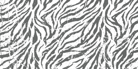 Vintage distressed zebra animal skin pattern with rustic safari stripes texture vector illustration background. © Design House