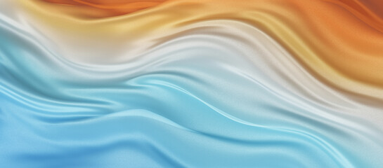 Abstract waving fabric with orange and blue ombre color gradient background summer tropical concept banner design 3D render © ArtBackground