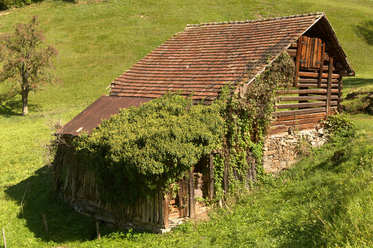 Rustic barn in Berschis, Swiss Canton of Sankt Gallen