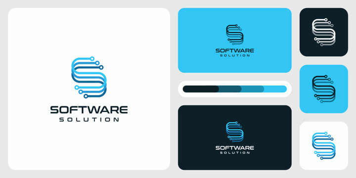 Modern S Letter Software Solution Logo Design.
