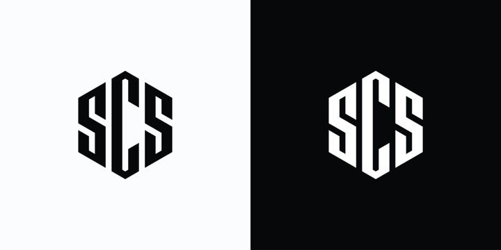 SCS Monogram Logo Design Hexagonal Shape.