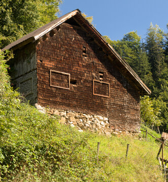 Rustic barn in Berschis, Swiss Canton of Sankt Gallen