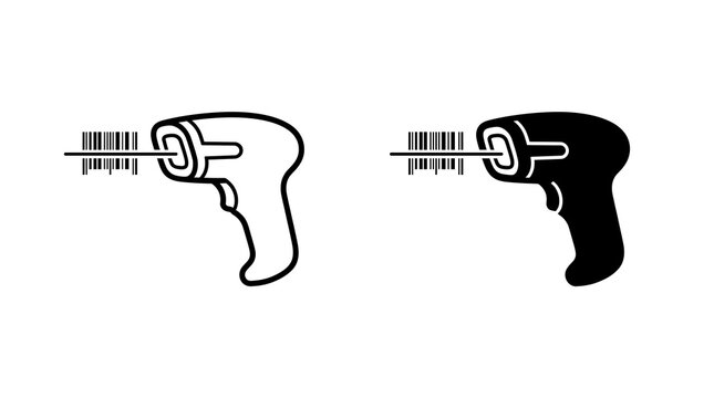 Barcode scanner icons isolated on transparent background