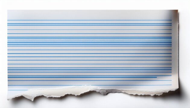torn lined notebook paper with blue horizontal lines and left margin ideal for scrapbooking journaling note taking or educational use isolated on white background