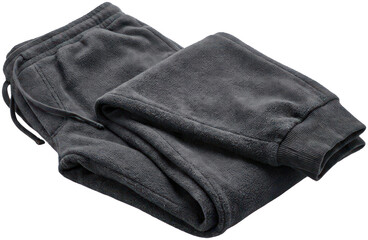 Folded dark gray fleece jogger sweatpants. © Barok