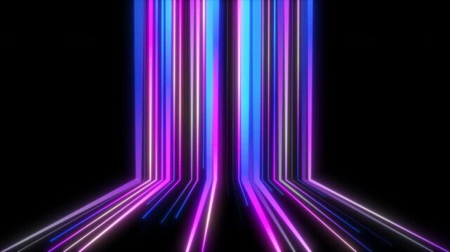 3D abstract lightscape with electric glowing lines orbiting smoothly around the center