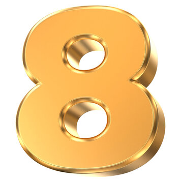 3D gold number eight