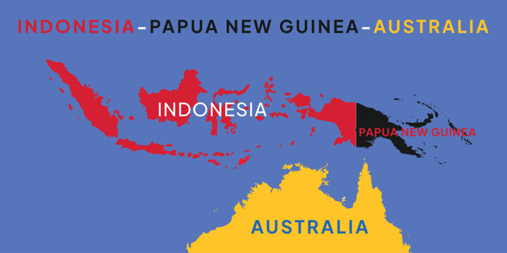 Background map of the territories of Indonesia, Australia, and Papua New Guinea