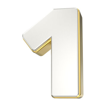 3D silver and gold number one