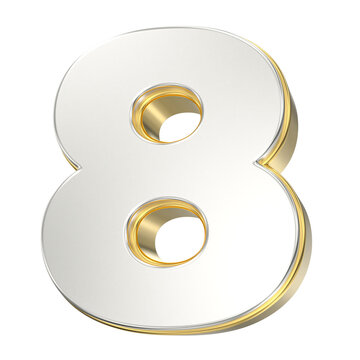 Silver and gold 3D number eight
