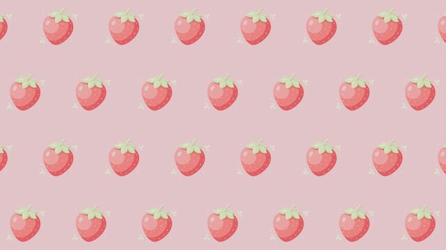 Cute strawberry fruit pattern background with infinite loop