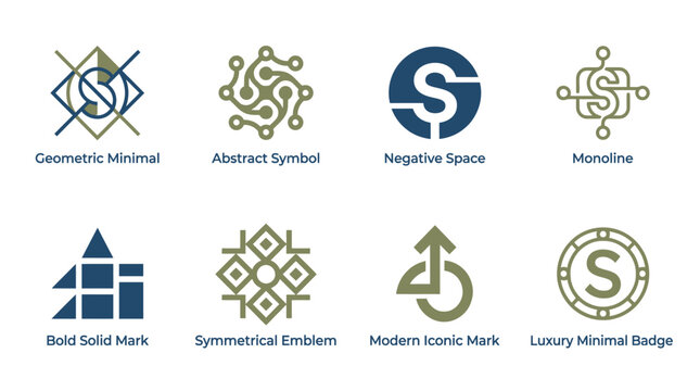 Letter S and abstract line art logos